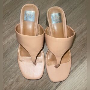 DV by Dolce Vita Nude Square Toe Thong Heeled Sandals